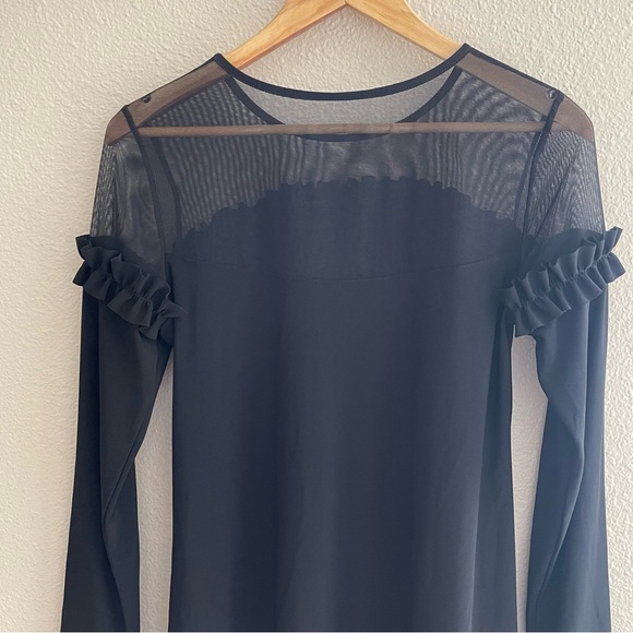 Joseph Ribkoff Black Ruffle Mesh Blouse - Picture 6 of 12